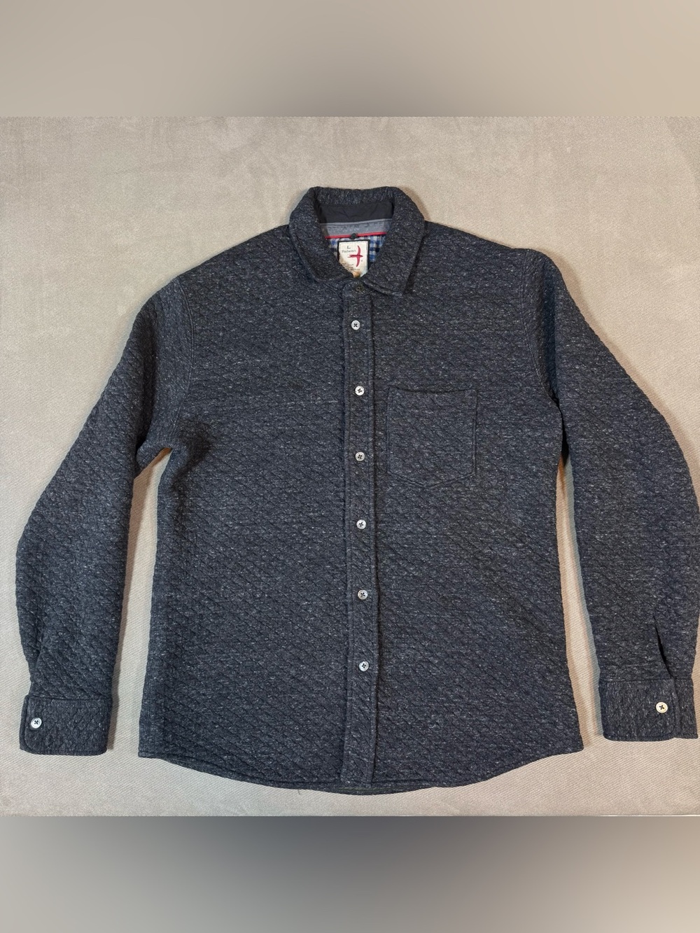 Relwen Bubble Knit Shirt Jacket Mens Large Grey Quilted Button Up Huckberry